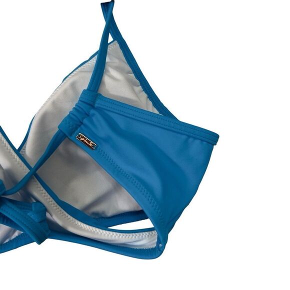 NWT‎ medium blue PINK BODY WRAP BIKINI TOP - Picture 12 of 14